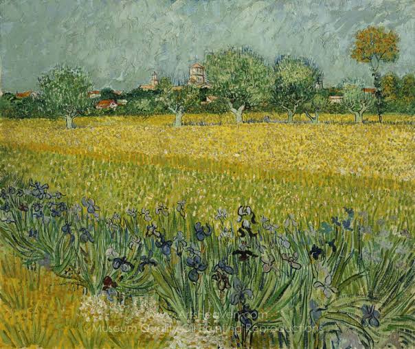 Giftzone - View of Arles with Irises in the Foreground - Women's Cashmere Blend Scarf