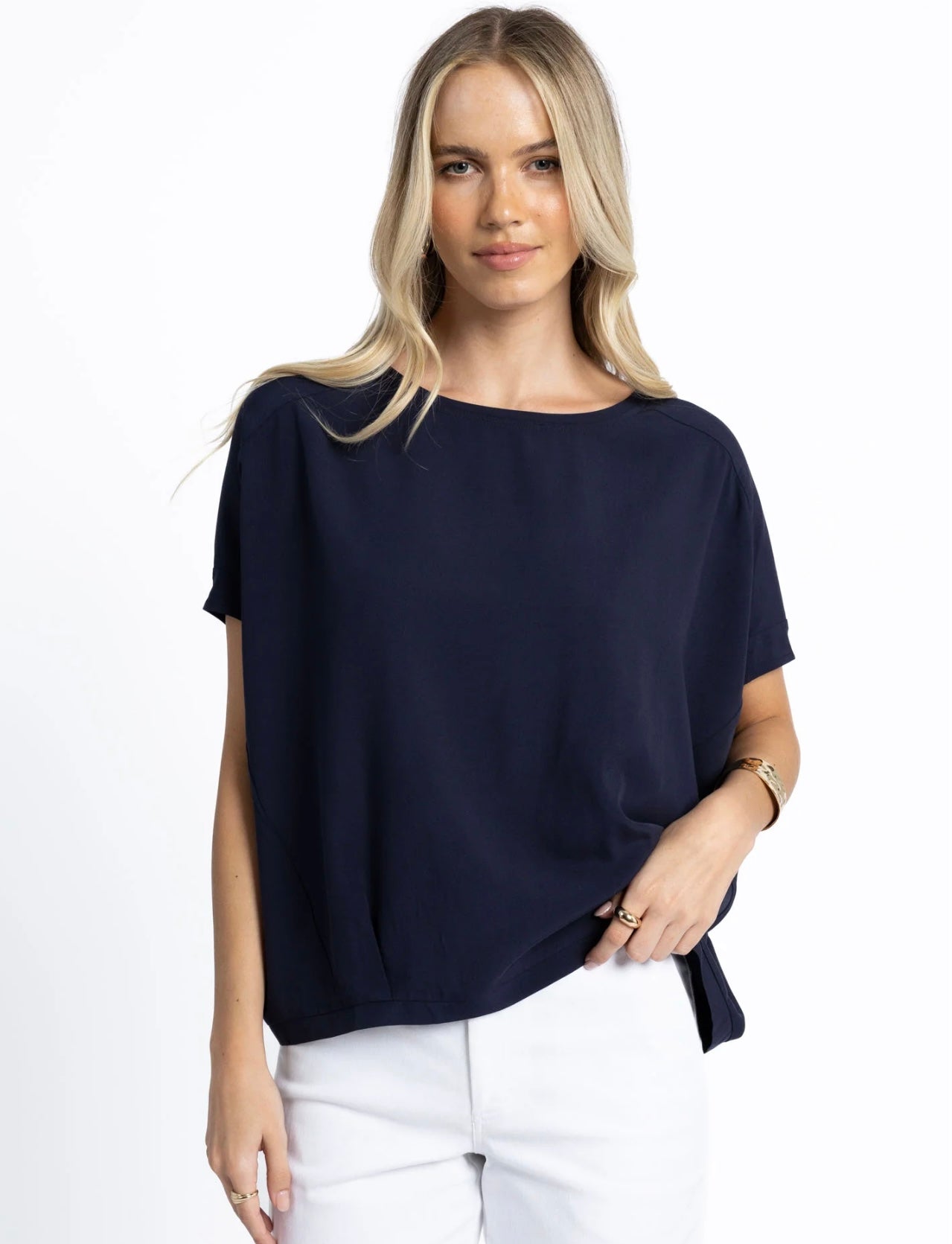 Humidity - Lush Top - Women’s Navy Cotton/Tencel Top