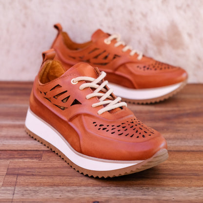 Via Nova - Ezra - Women’s Leather Laser Cut Sneaker
