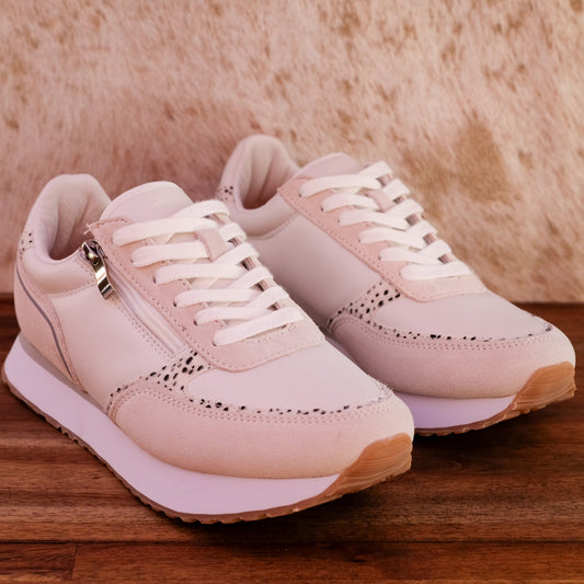 Bay Lane - Fire - Women’s White Leather and Suede Sneakers