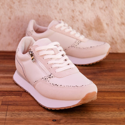 Bay Lane - Fire - Women’s White Leather and Suede Sneakers