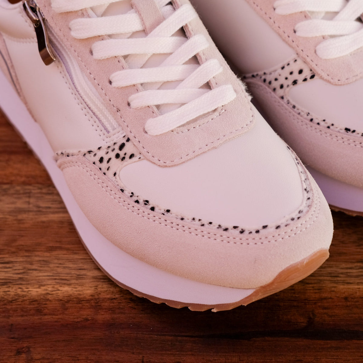 Bay Lane - Fire - Women’s White Leather and Suede Sneakers