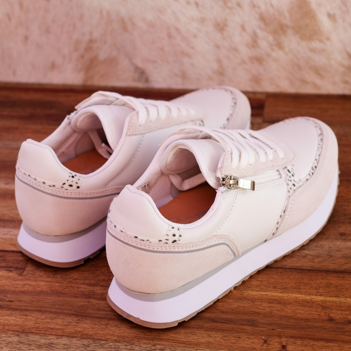 Bay Lane - Fire - Women’s White Leather and Suede Sneakers