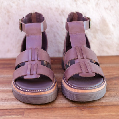 Django and Juliette - Sloanes - Women’s Choc Leather Platform Sandal