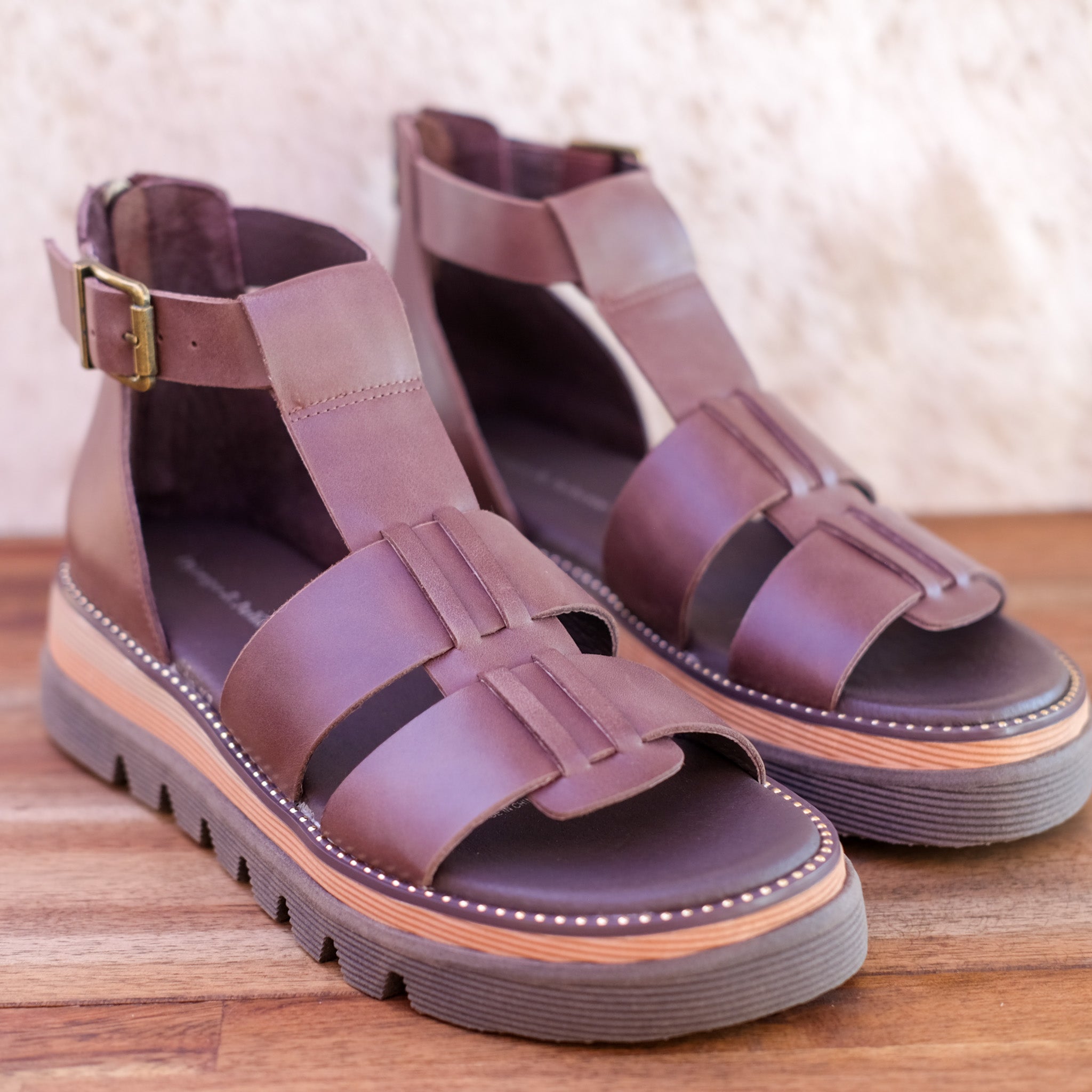 Django and Juliette - Sloanes - Women’s Choc Leather Platform Sandal