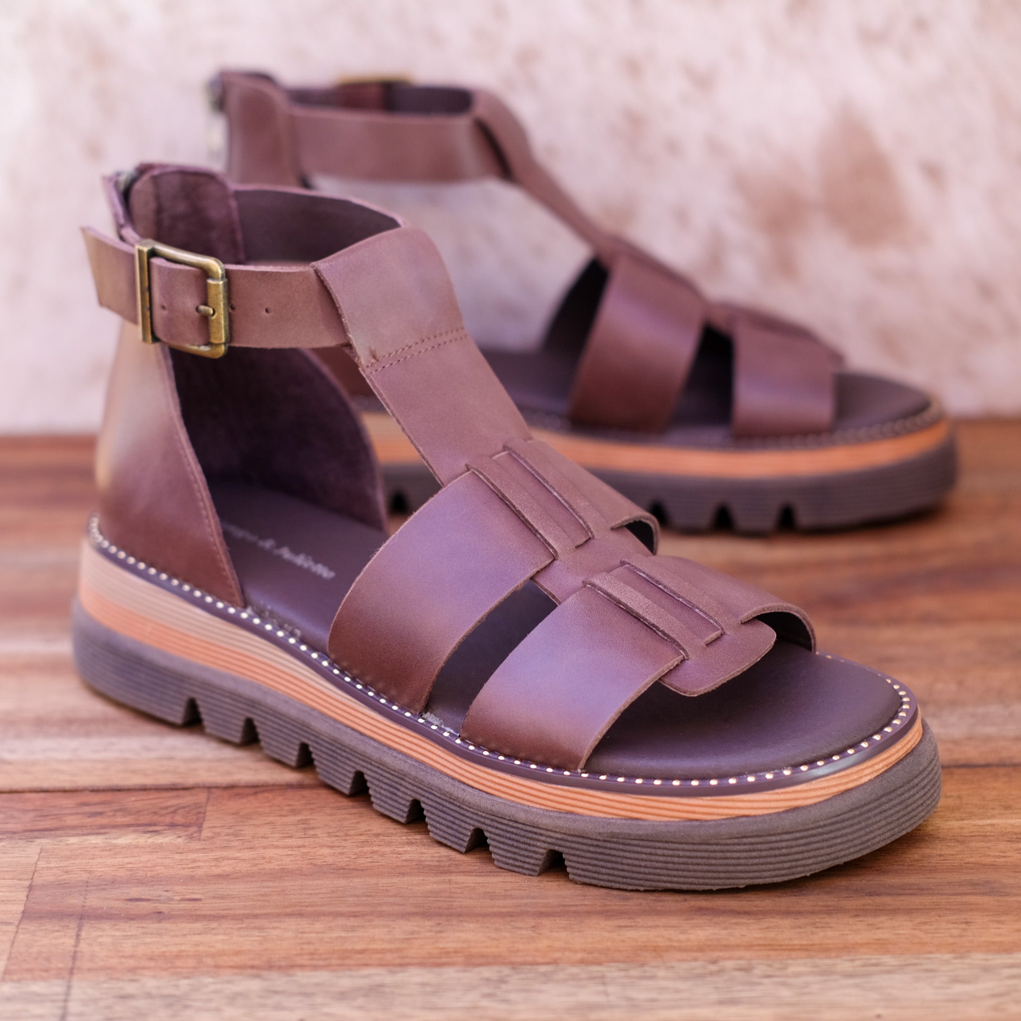 Django and Juliette - Sloanes - Women’s Choc Leather Platform Sandal