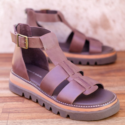 Django and Juliette - Sloanes - Women’s Choc Leather Platform Sandal