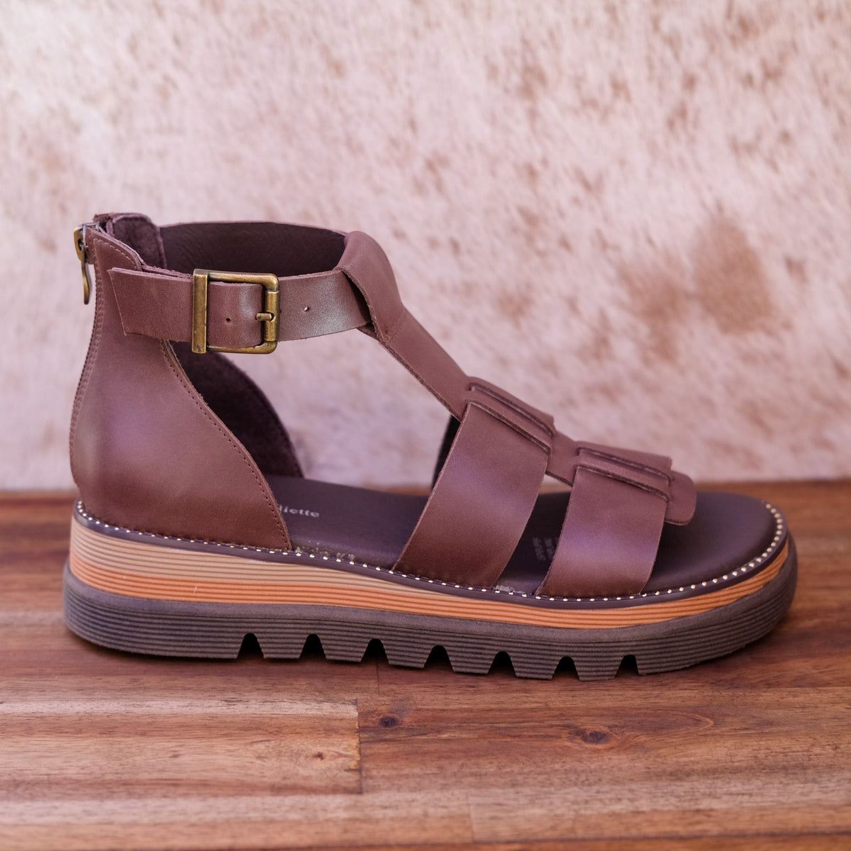 Django and Juliette - Sloanes - Women’s Choc Leather Platform Sandal