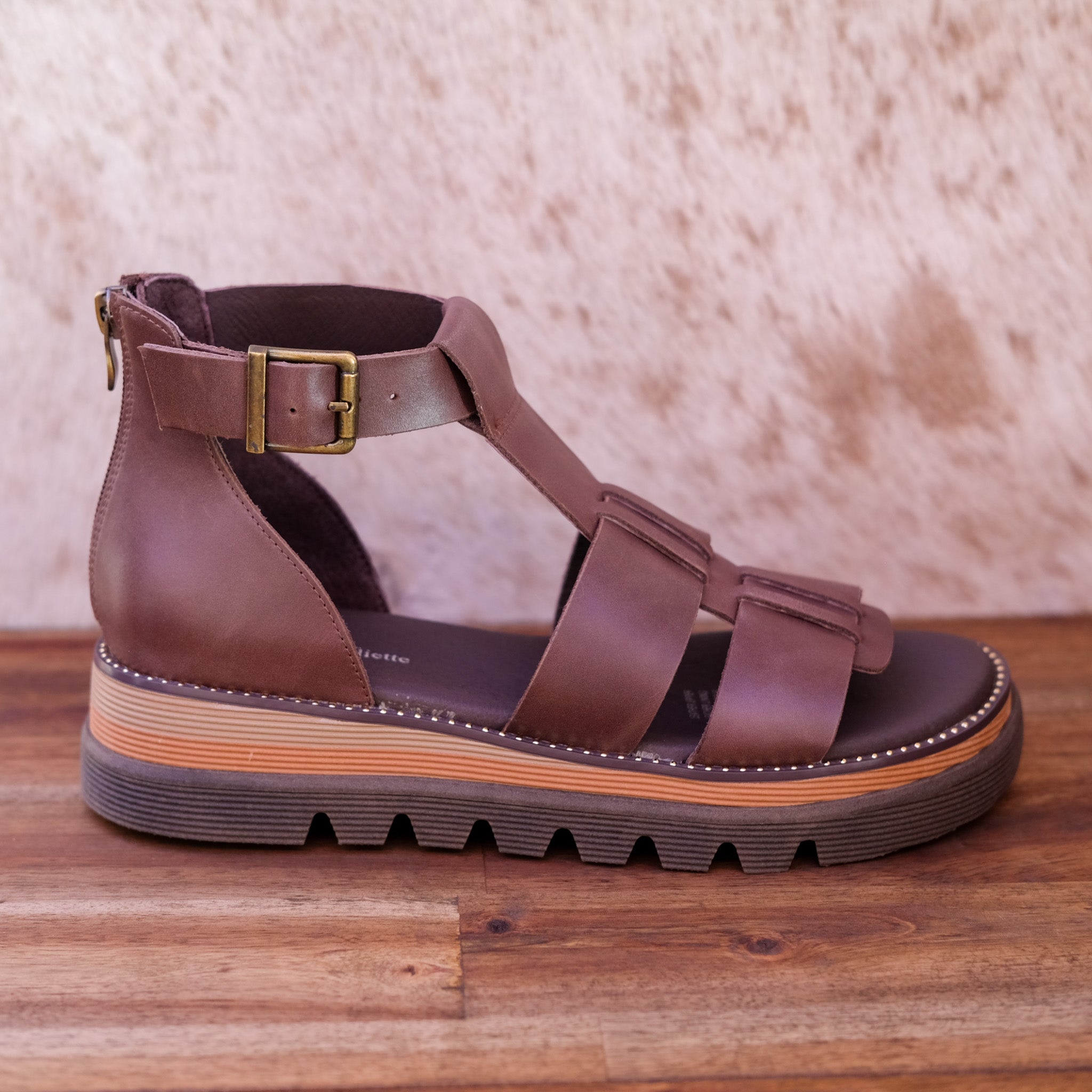 Django and Juliette - Sloanes - Women’s Choc Leather Platform Sandal