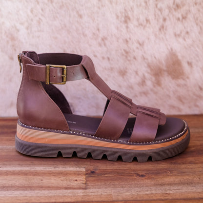 Django and Juliette - Sloanes - Women’s Choc Leather Platform Sandal