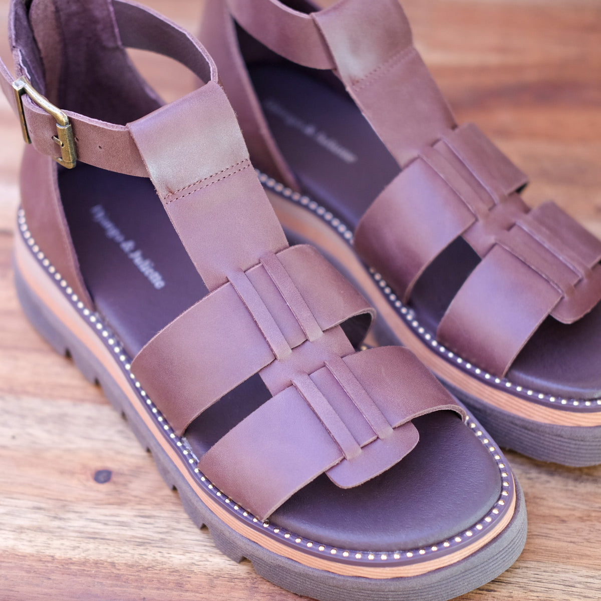 Django and Juliette - Sloanes - Women’s Choc Leather Platform Sandal