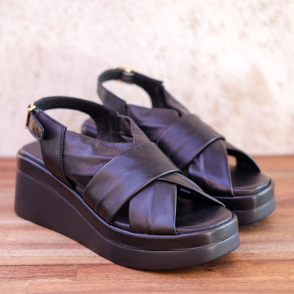 Via Nova - Elk - Women’s Leather Sling Back Wedge