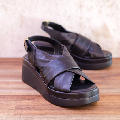 Via Nova - Elk - Women’s Leather Sling Back Wedge