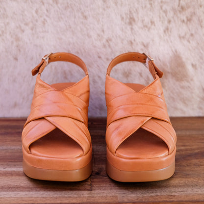 Via Nova - Elk - Women’s Leather Sling Back Wedge