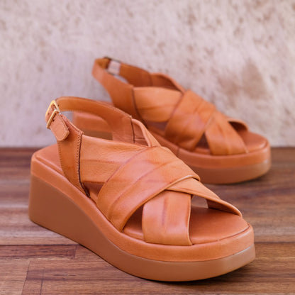 Via Nova - Elk - Women’s Leather Sling Back Wedge