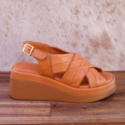 Via Nova - Elk - Women’s Leather Sling Back Wedge
