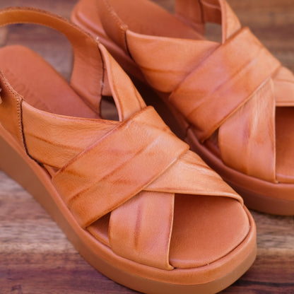 Via Nova - Elk - Women’s Leather Sling Back Wedge