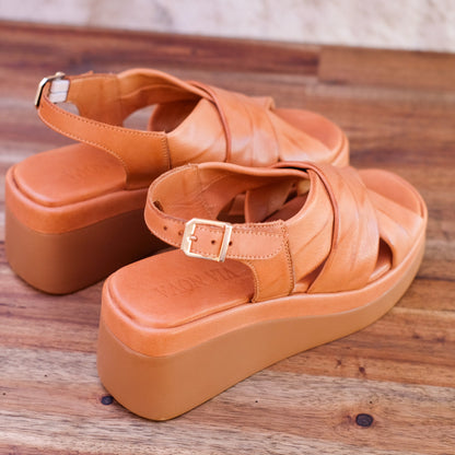 Via Nova - Elk - Women’s Leather Sling Back Wedge