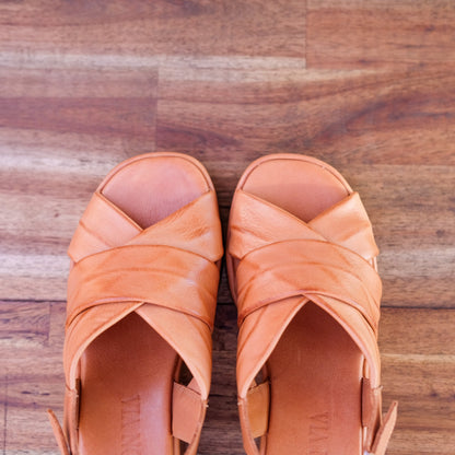 Via Nova - Elk - Women’s Leather Sling Back Wedge