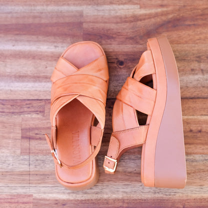 Via Nova - Elk - Women’s Leather Sling Back Wedge