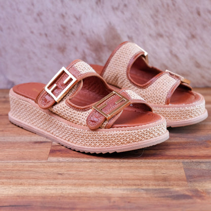 Django & Juliette - Vexta - Women’s Choc Woven Leather Slide