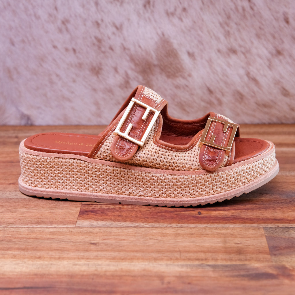 Django & Juliette - Vexta - Women’s Choc Woven Leather Slide