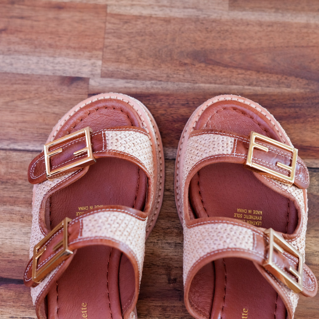 Django & Juliette - Vexta - Women’s Choc Woven Leather Slide