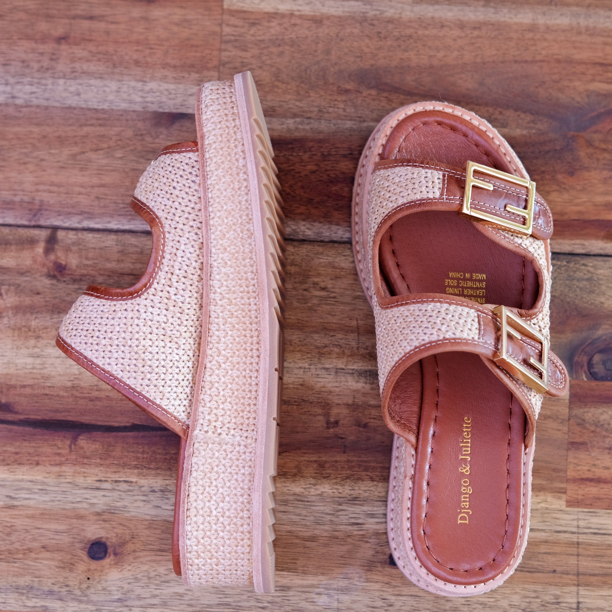 Django & Juliette - Vexta - Women’s Choc Woven Leather Slide