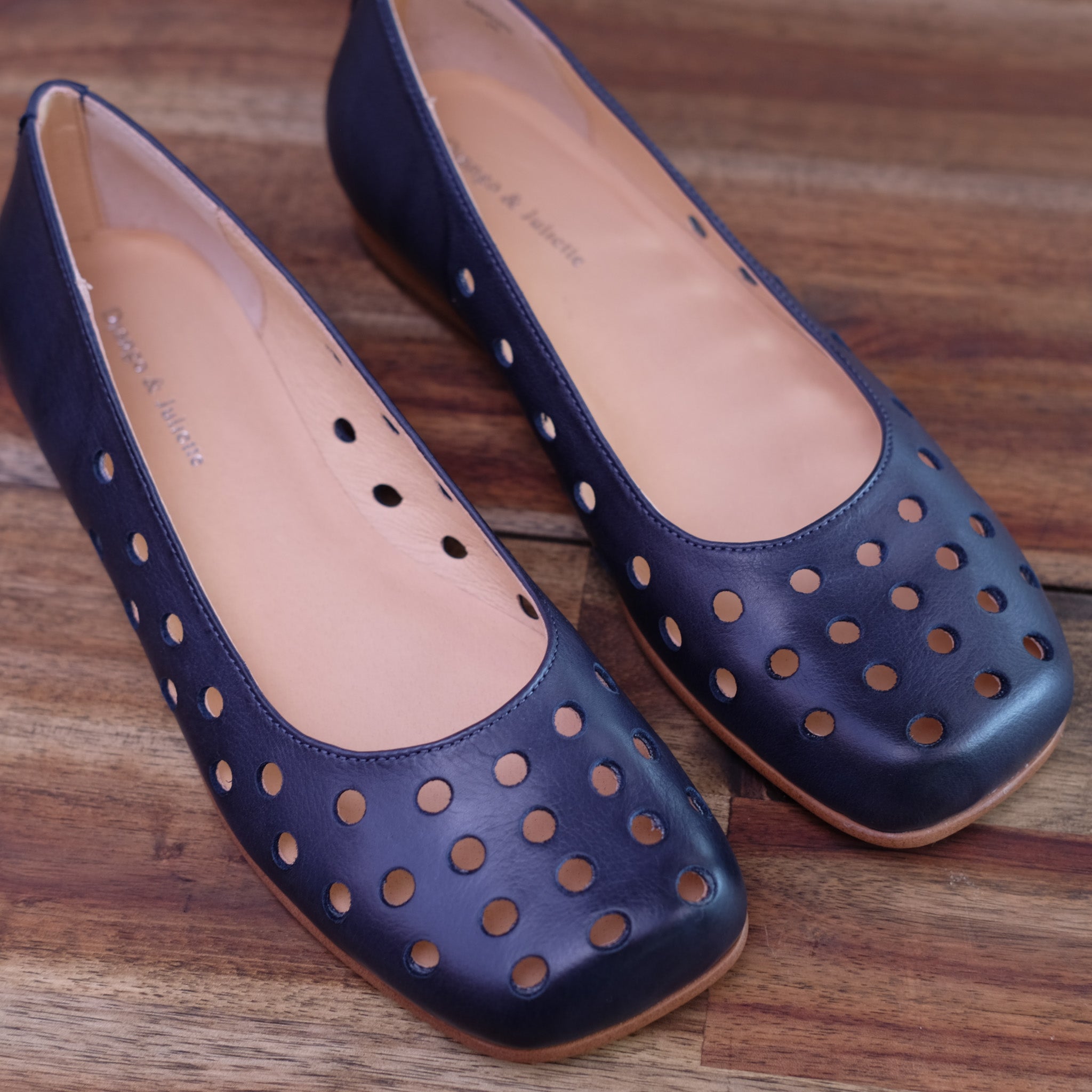 Django and Juliette - Gibons - Women's Navy Ballet Flat Shoes