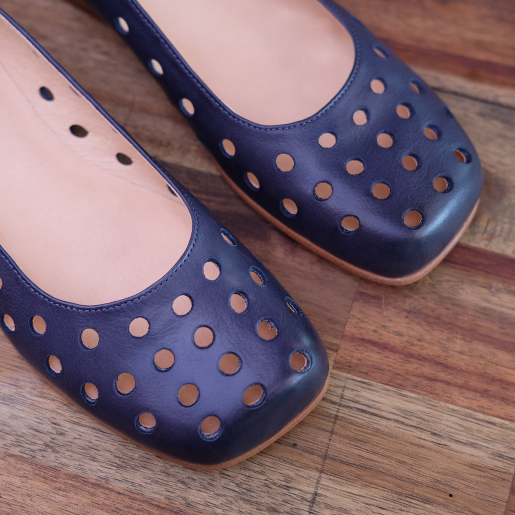 Django and Juliette - Gibons - Women's Navy Ballet Flat Shoes