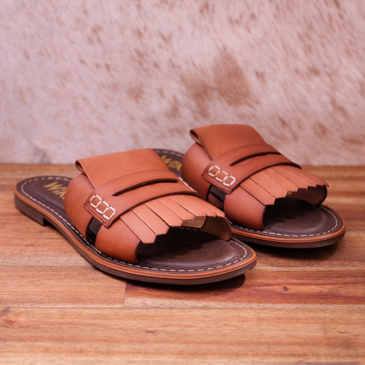 Wikers - Tatum - Women's Leather Fringe Slide