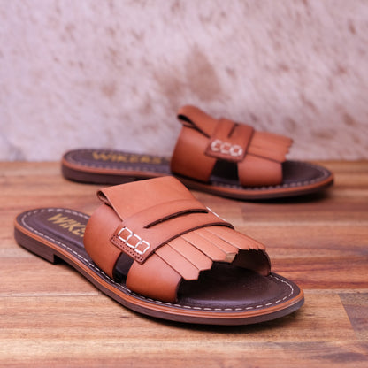 Wikers - Tatum - Women's Leather Fringe Slide