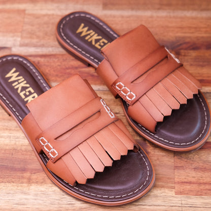 Wikers - Tatum - Women's Leather Fringe Slide
