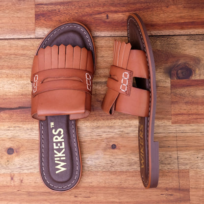 Wikers - Tatum - Women's Leather Fringe Slide