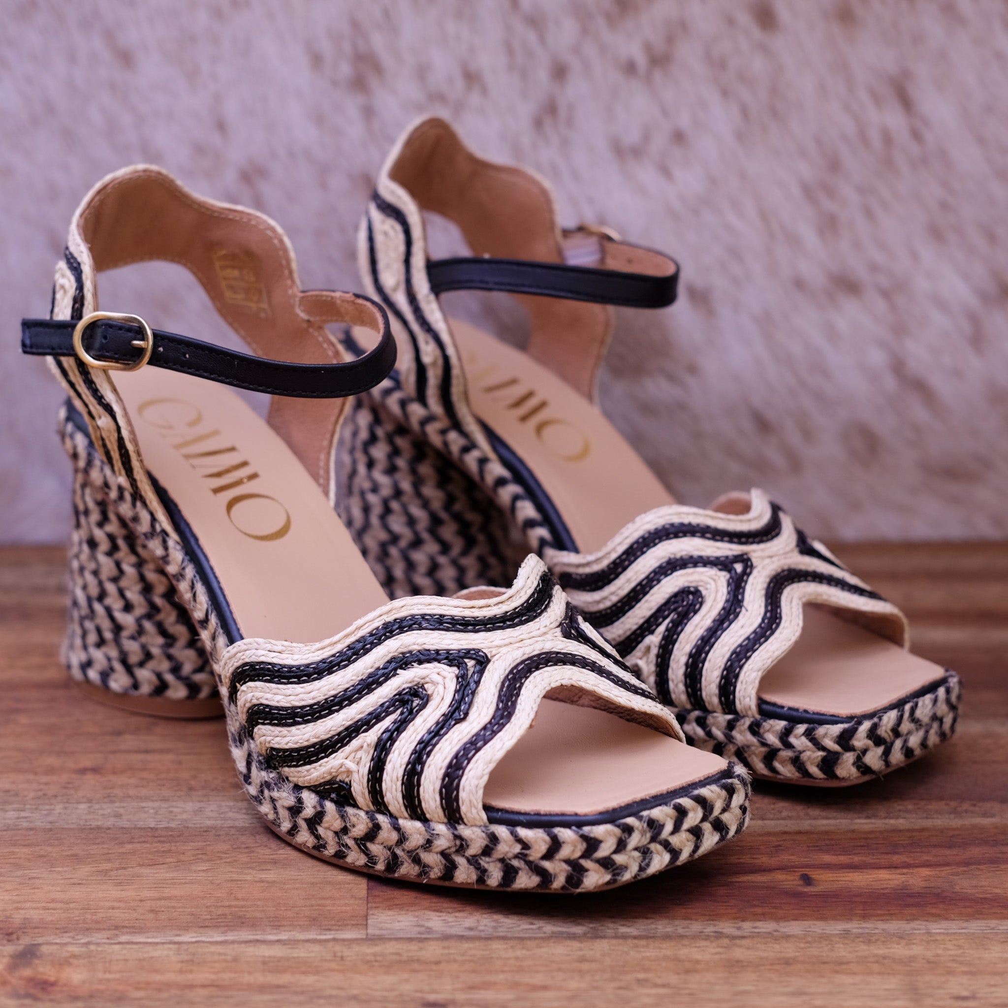 Gaimo - Danae - Women’s Raffia & Leather High Heel