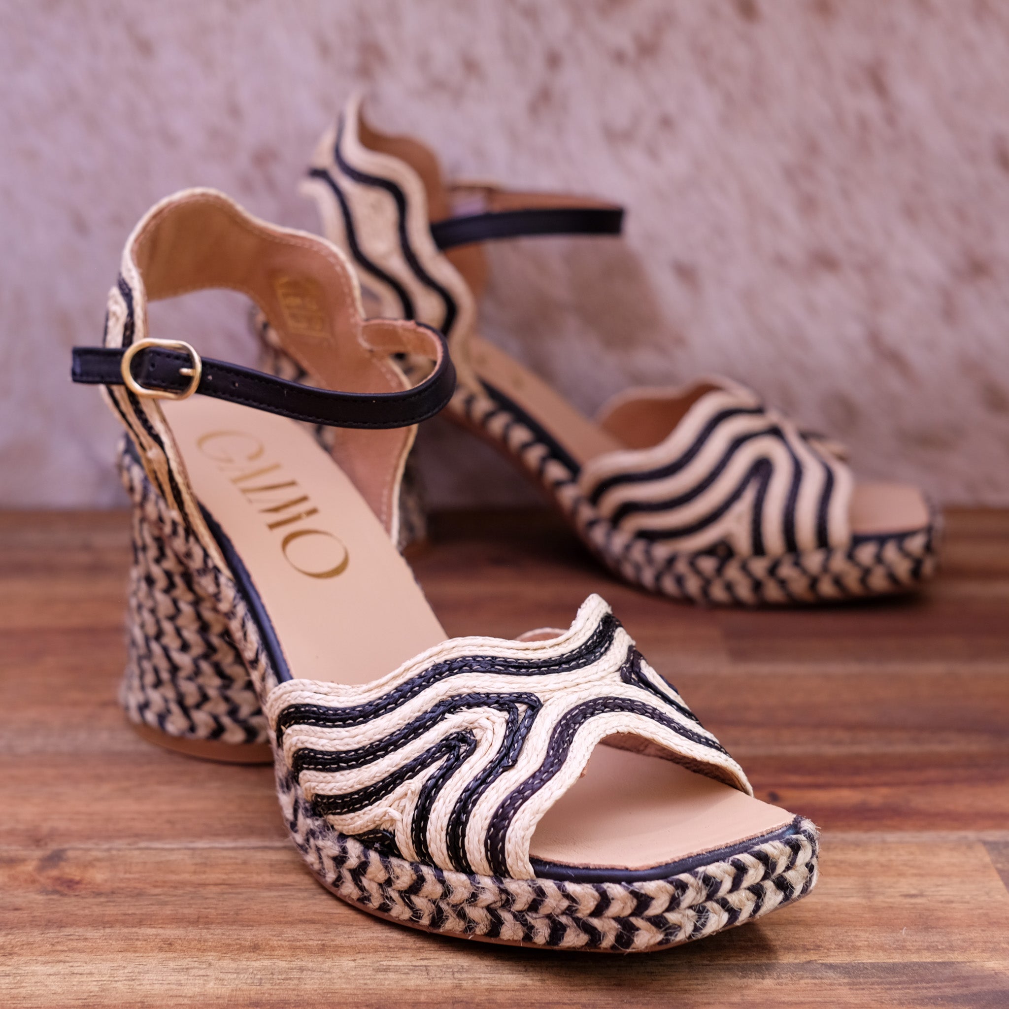 Gaimo - Danae - Women’s Raffia & Leather High Heel