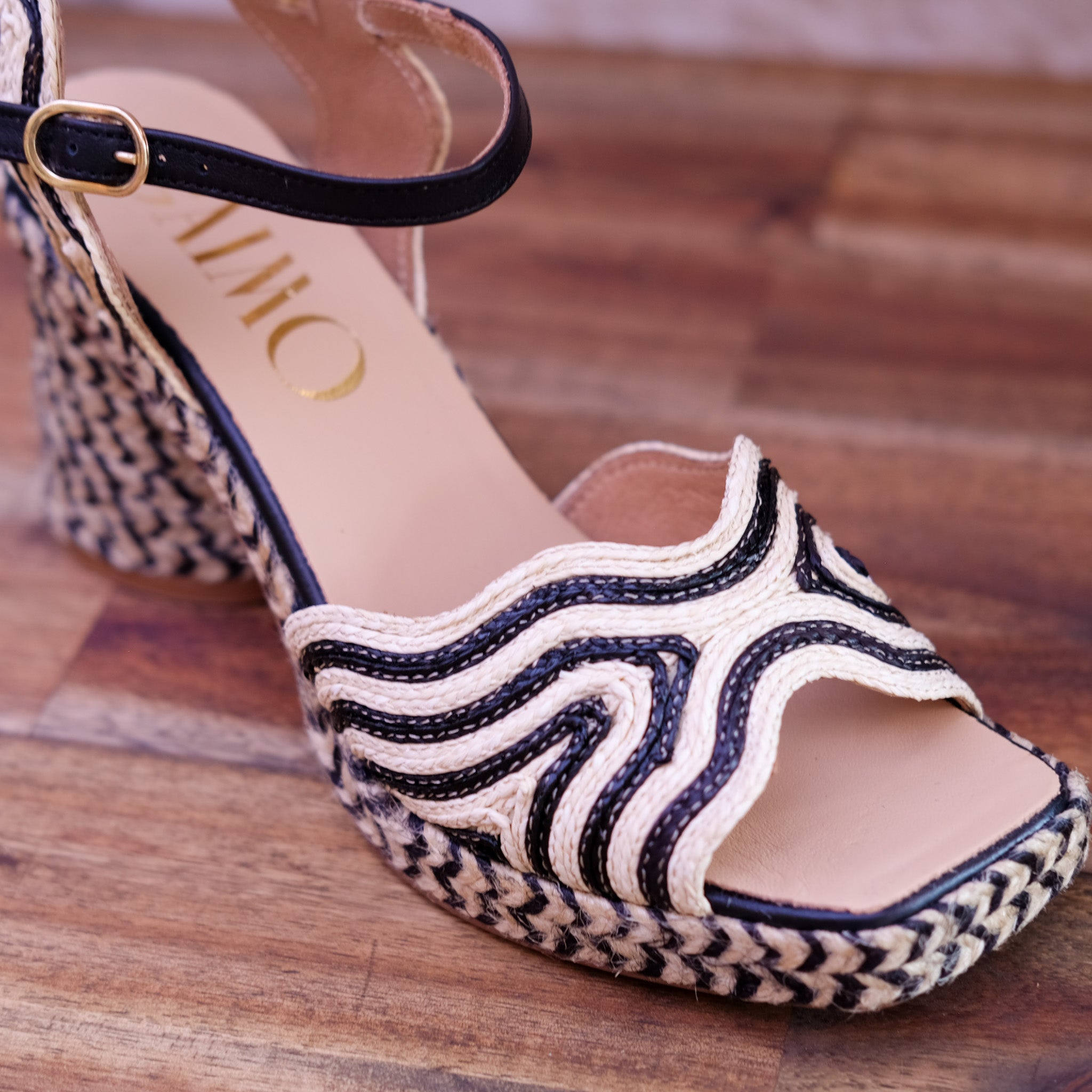 Gaimo - Danae - Women’s Raffia & Leather High Heel