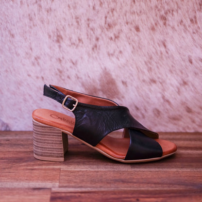 Cabello - Elaine - Women’s Black Leather High Heel Sandal