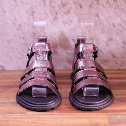 Zola - Haylen - Women's Pewter Leather Fisherman Sandal