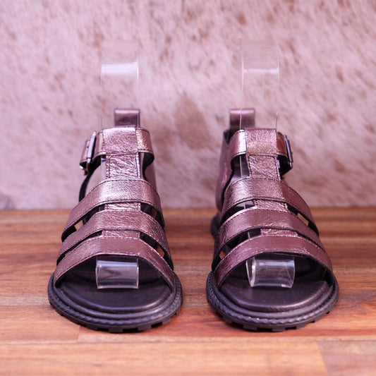 Zola - Haylen - Women's Pewter Leather Fisherman Sandal