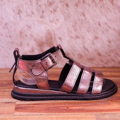 Zola - Haylen - Women's Pewter Leather Fisherman Sandal