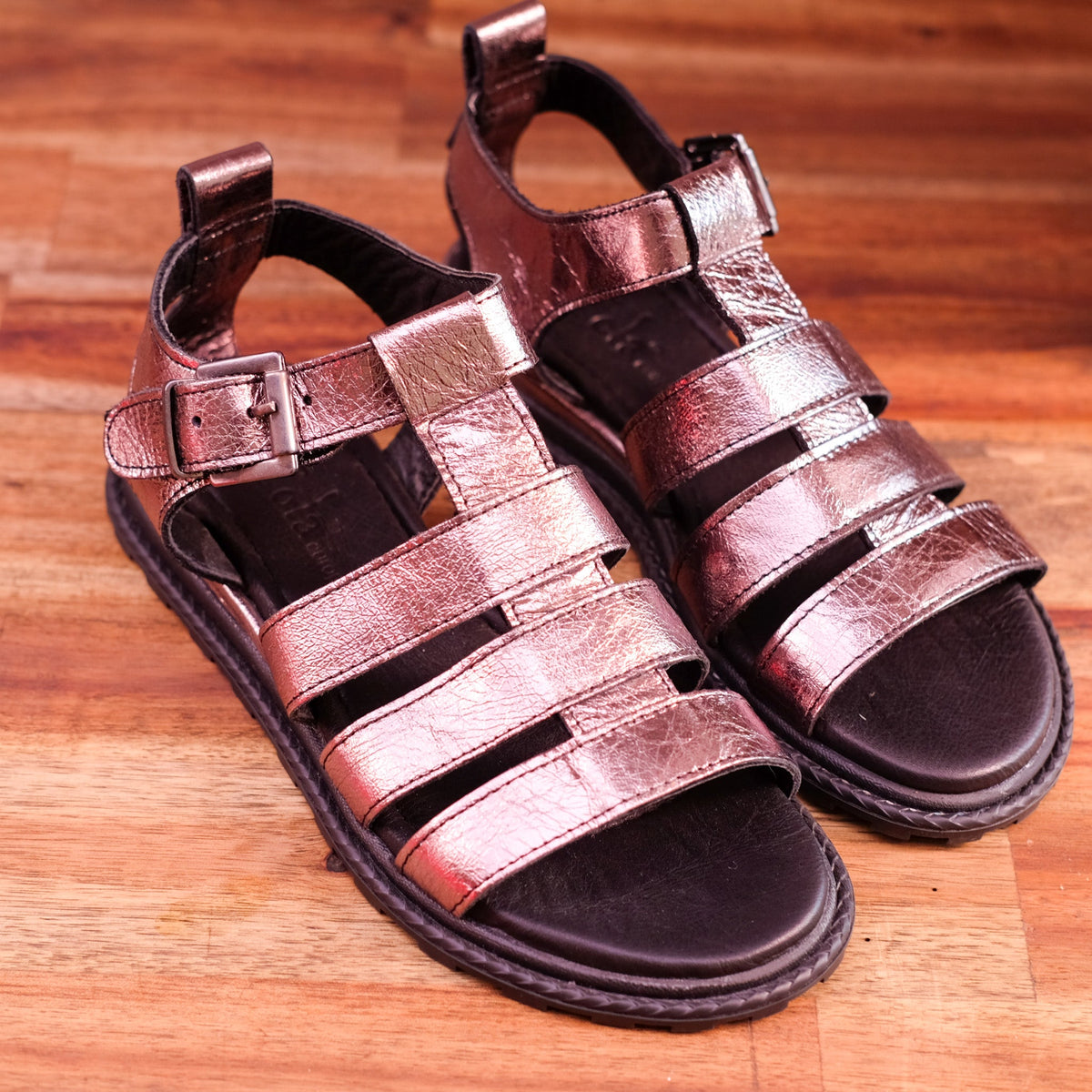 Zola - Haylen - Women's Pewter Leather Fisherman Sandal