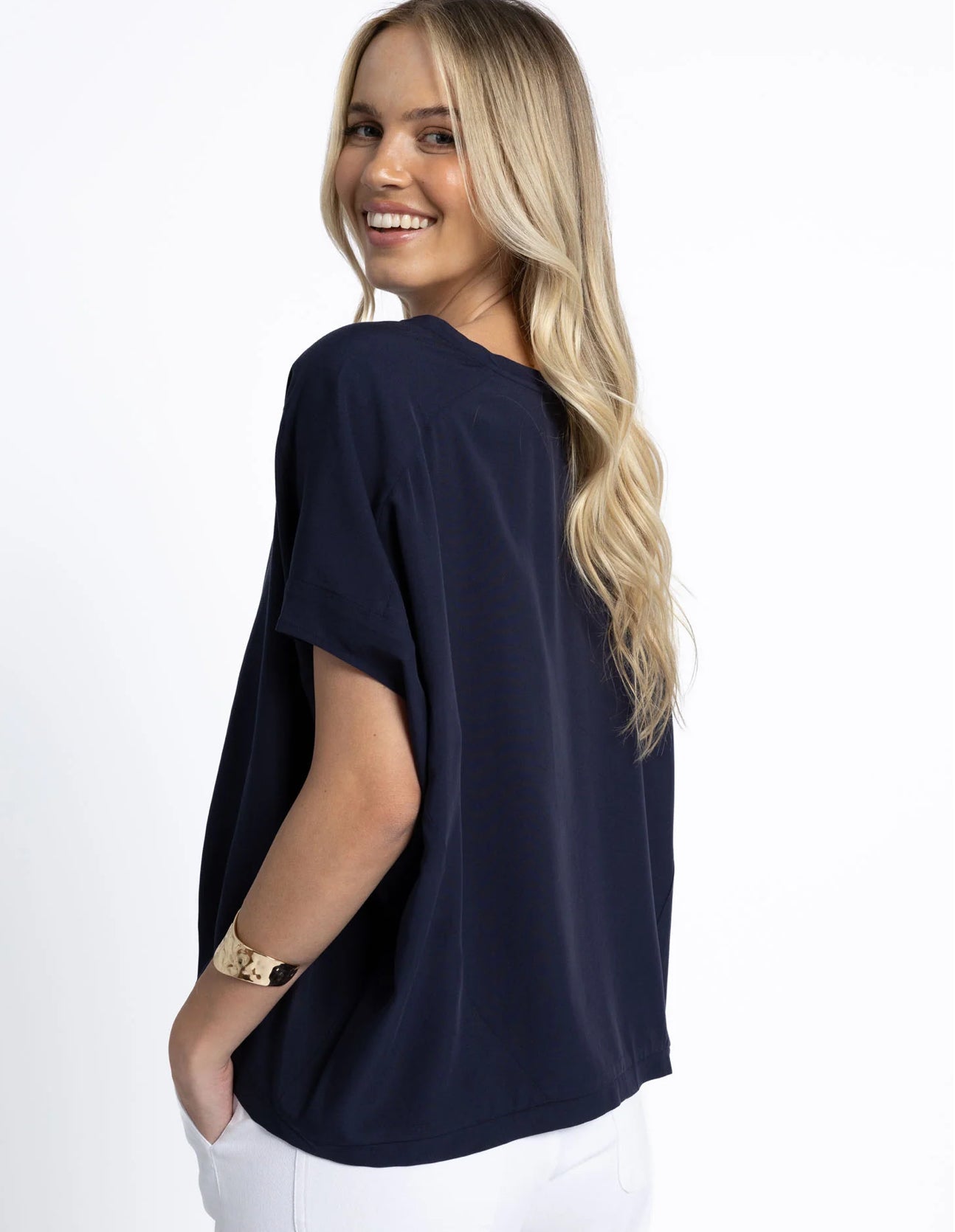 Humidity - Lush Top - Women’s Navy Cotton/Tencel Top