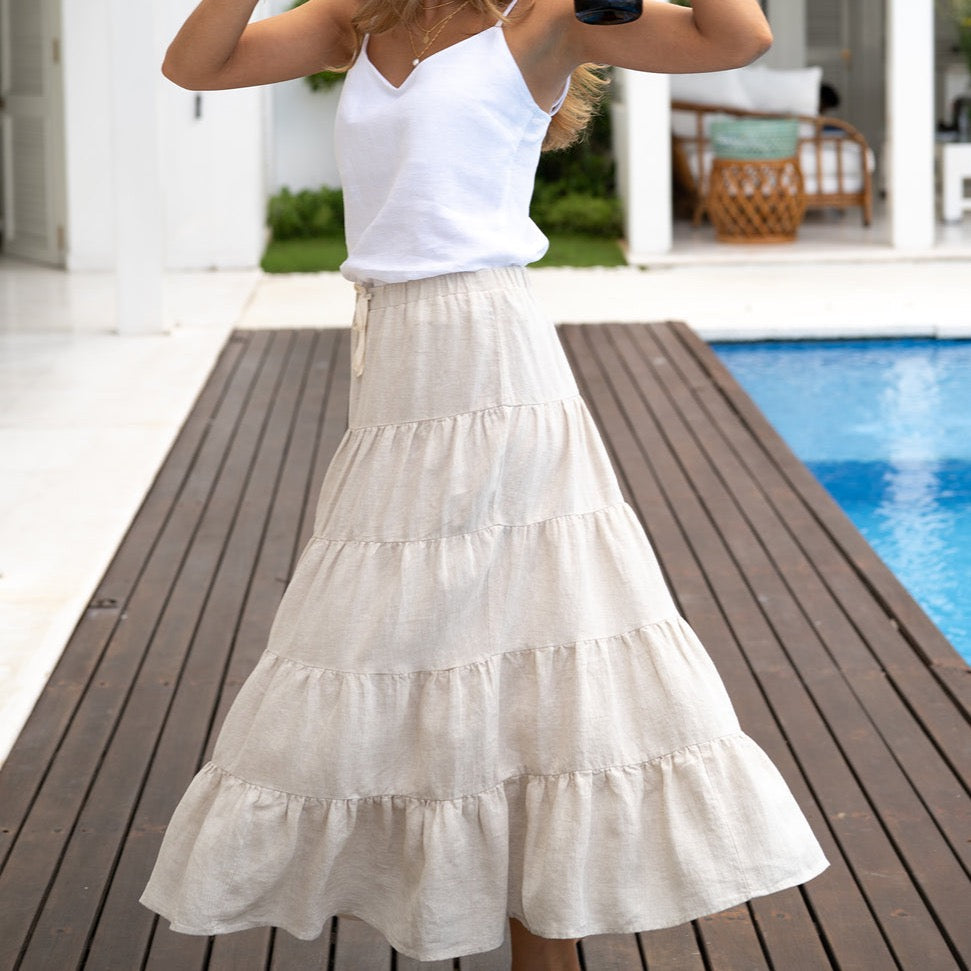 Humidity - Florida - Women's Natural Linen Layered Skirt