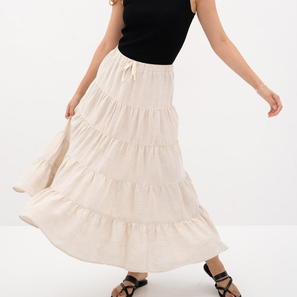 Humidity - Florida - Women's Natural Linen Layered Skirt