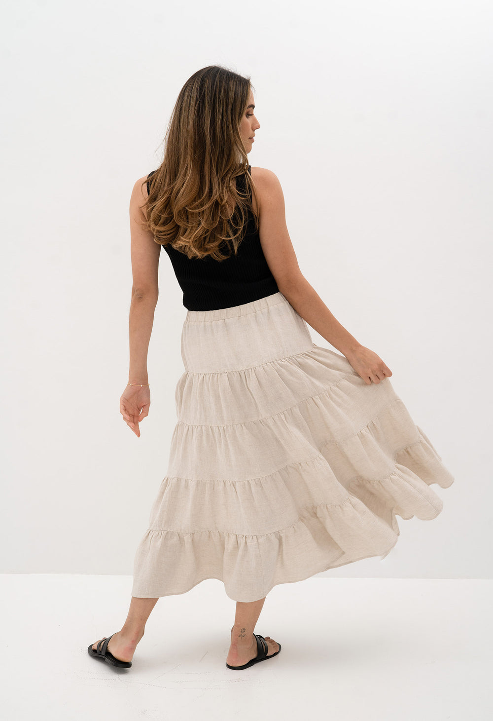 Humidity - Florida - Women's Natural Linen Layered Skirt