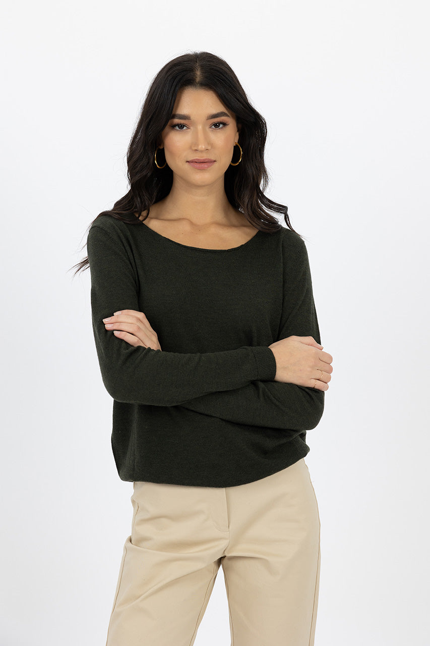 Humidity - Bella - Women’s Wool Blend Basic Knit Top