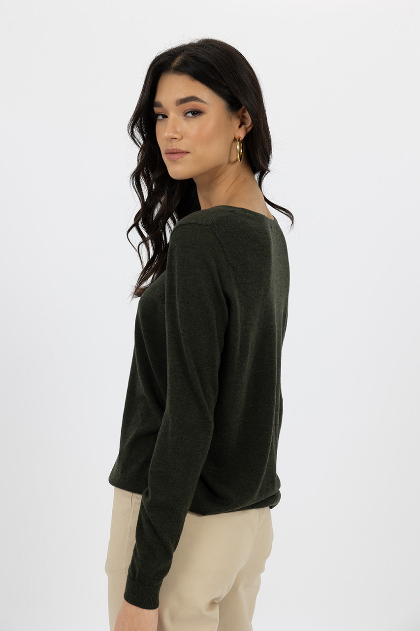 Humidity - Bella - Women’s Wool Blend Basic Knit Top