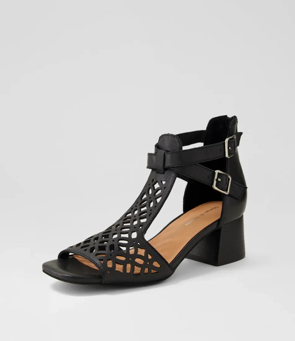 Django & Juliette - Filib - Women’s Laser Cut Leather Mid-Heel Sandal