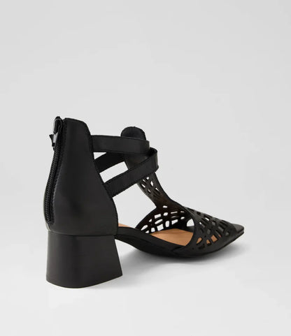 Django & Juliette - Filib - Women’s Laser Cut Leather Mid-Heel Sandal